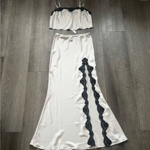 Victoria's Secret White Slip Set with Black Lace